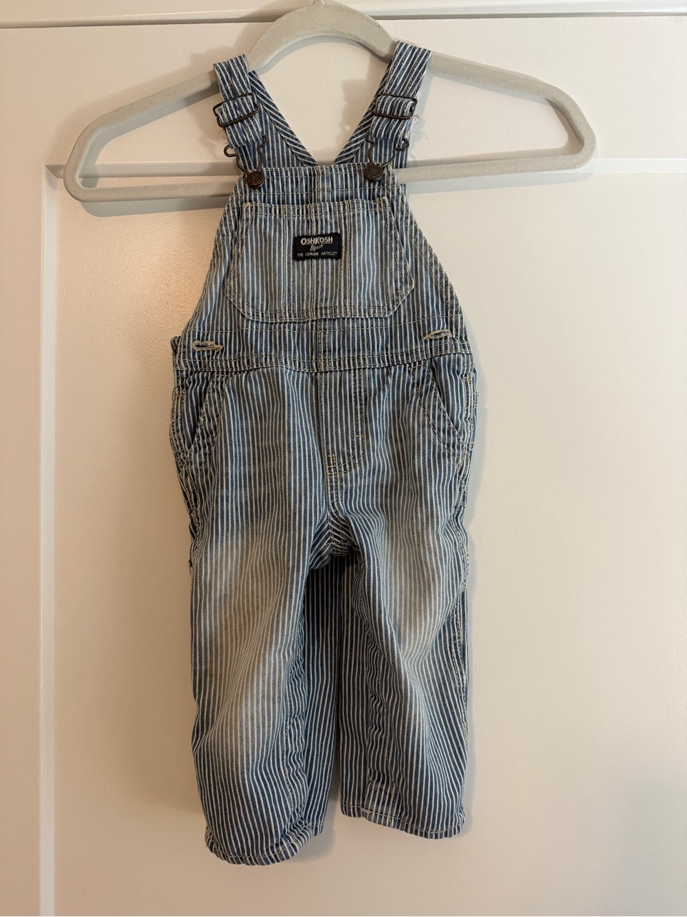 OshKosh B’gosh Striped Denim Overalls 12M – Classic Railroad Style